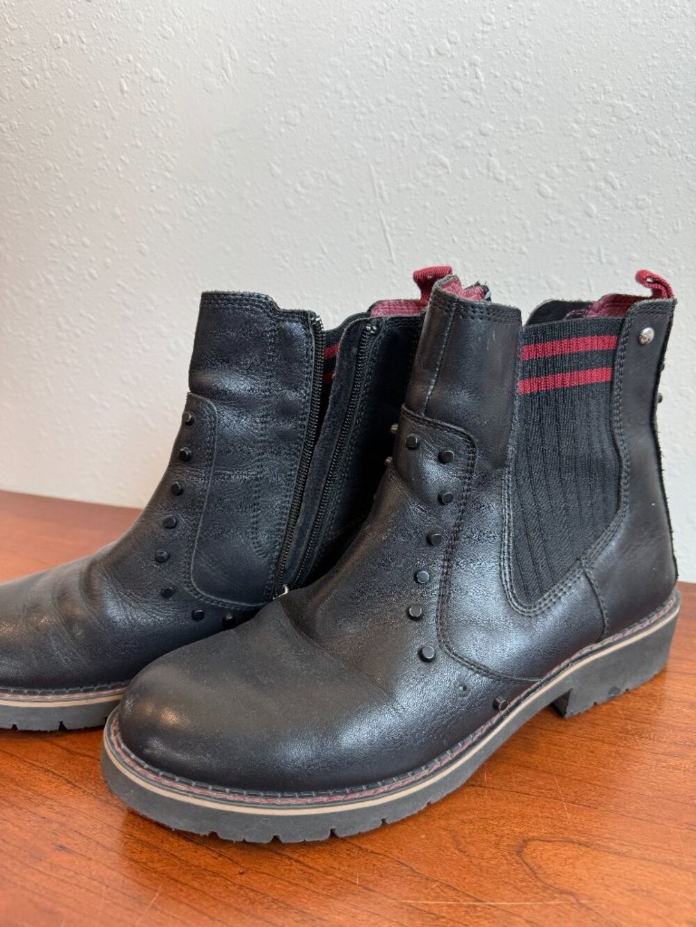 Pikolinos Womens Stylish Black Leather Combat Boots Size 40